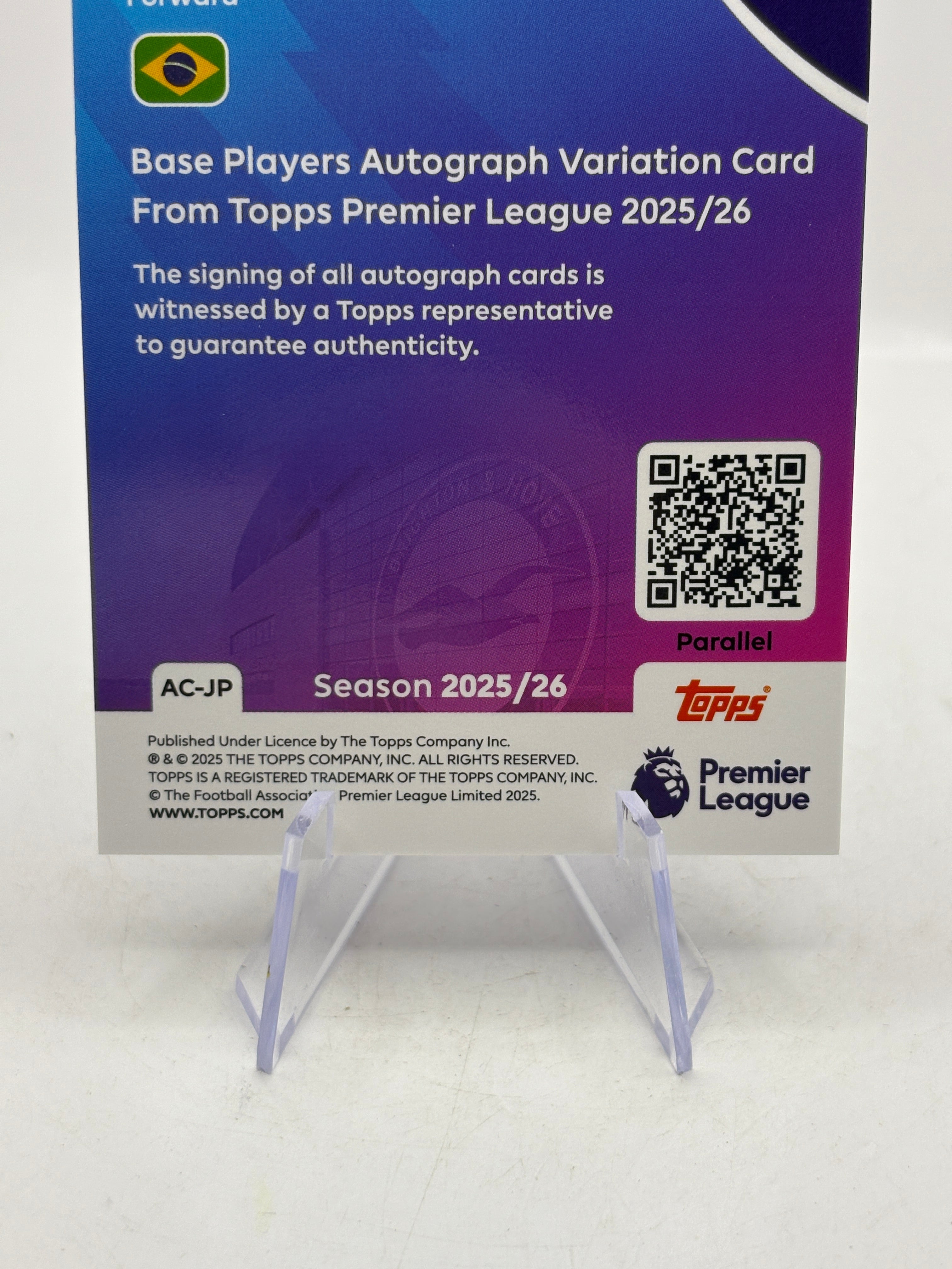 2025-26 Topps Premier League Joao Pedro Auto Blue /150, photo 8